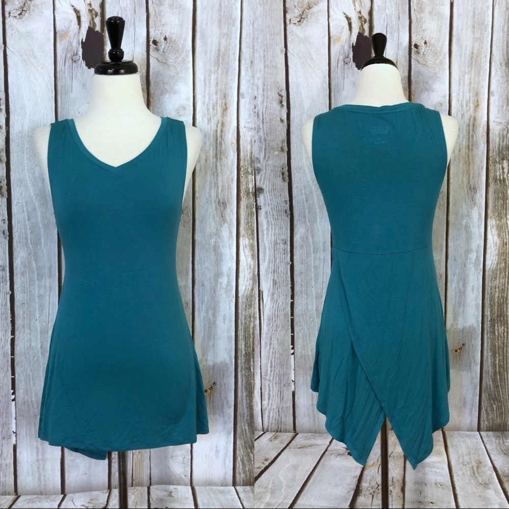 LOGO Layers by Lori Goldstein Teal Split Back Tank